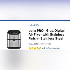 Bella PRO Stainless Steel Air Fryer